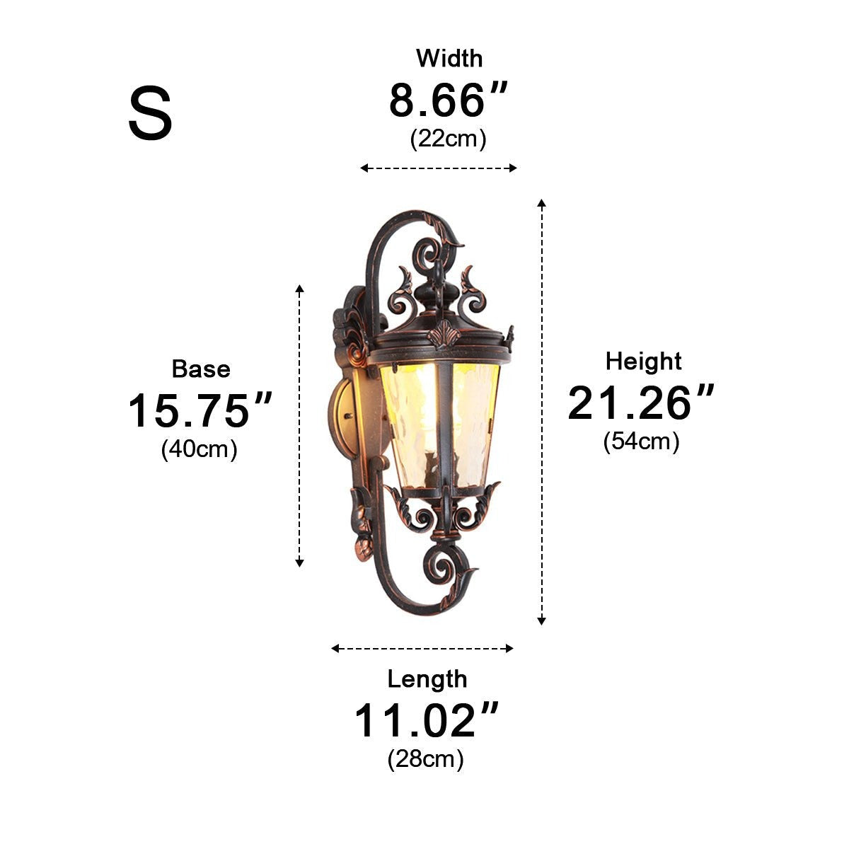 Marseille Scroll Lantern, Black Brown Aluminum Outdoor Wall Light 13