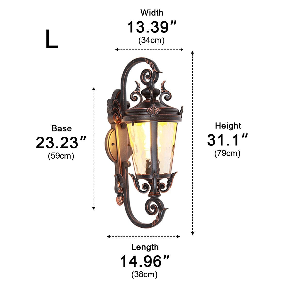 Marseille Scroll Lantern, Black Brown Aluminum Outdoor Wall Light 15
