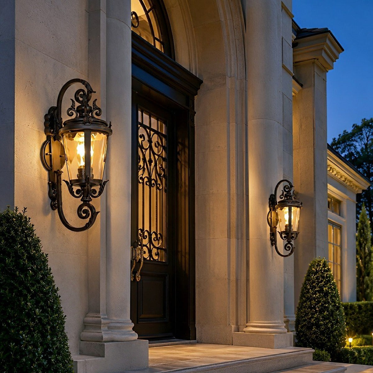 Marseille Scroll Lantern, Black Brown Aluminum Outdoor Wall Light 9