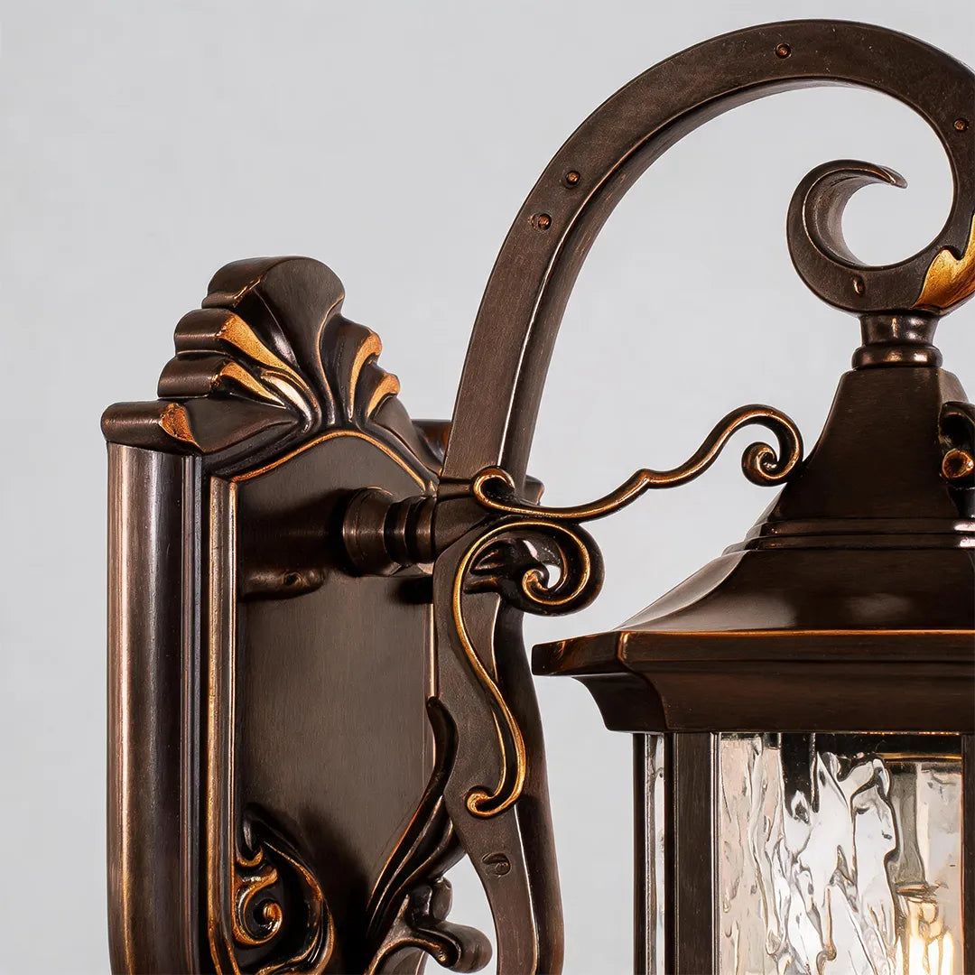 Scroll Arm Outdoor Lantern Pair, Aluminum Wall Lantern
