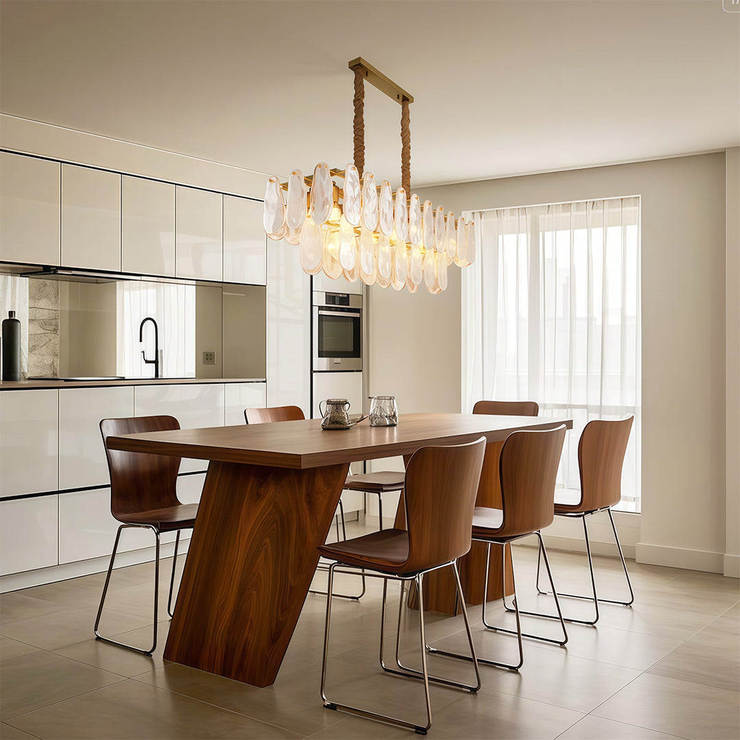 Chandelier over a round table