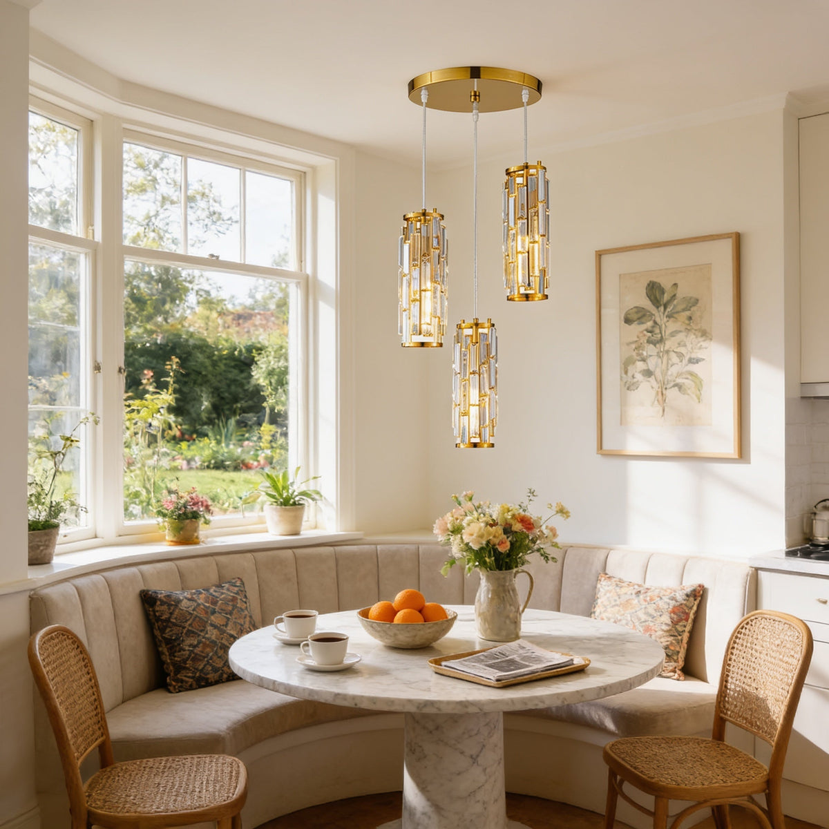 Aurelia Kitchen Set – Gem Crystal Pendant, 3-Light