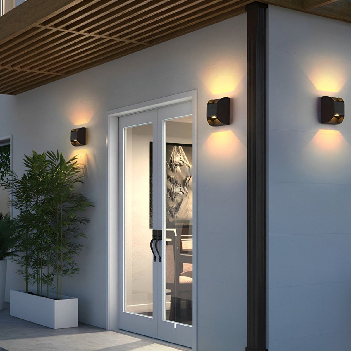 Mini Cube Wall Washer Light, Black Aluminum Outdoor Sconce 3