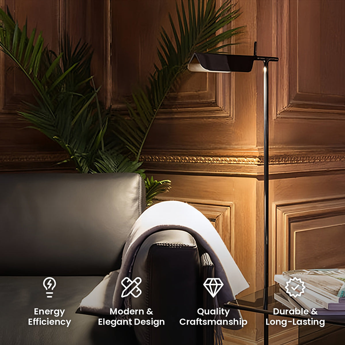 Adjustable Head Floor Lamp: energy efficiency, modern and elegant design, quality craftsmanship, durable and long-lasting