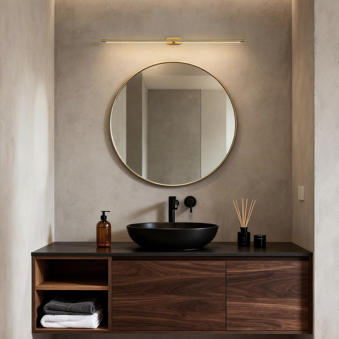 Slim Cylinder Vanity Light, Black or Copper LED Bath Bar