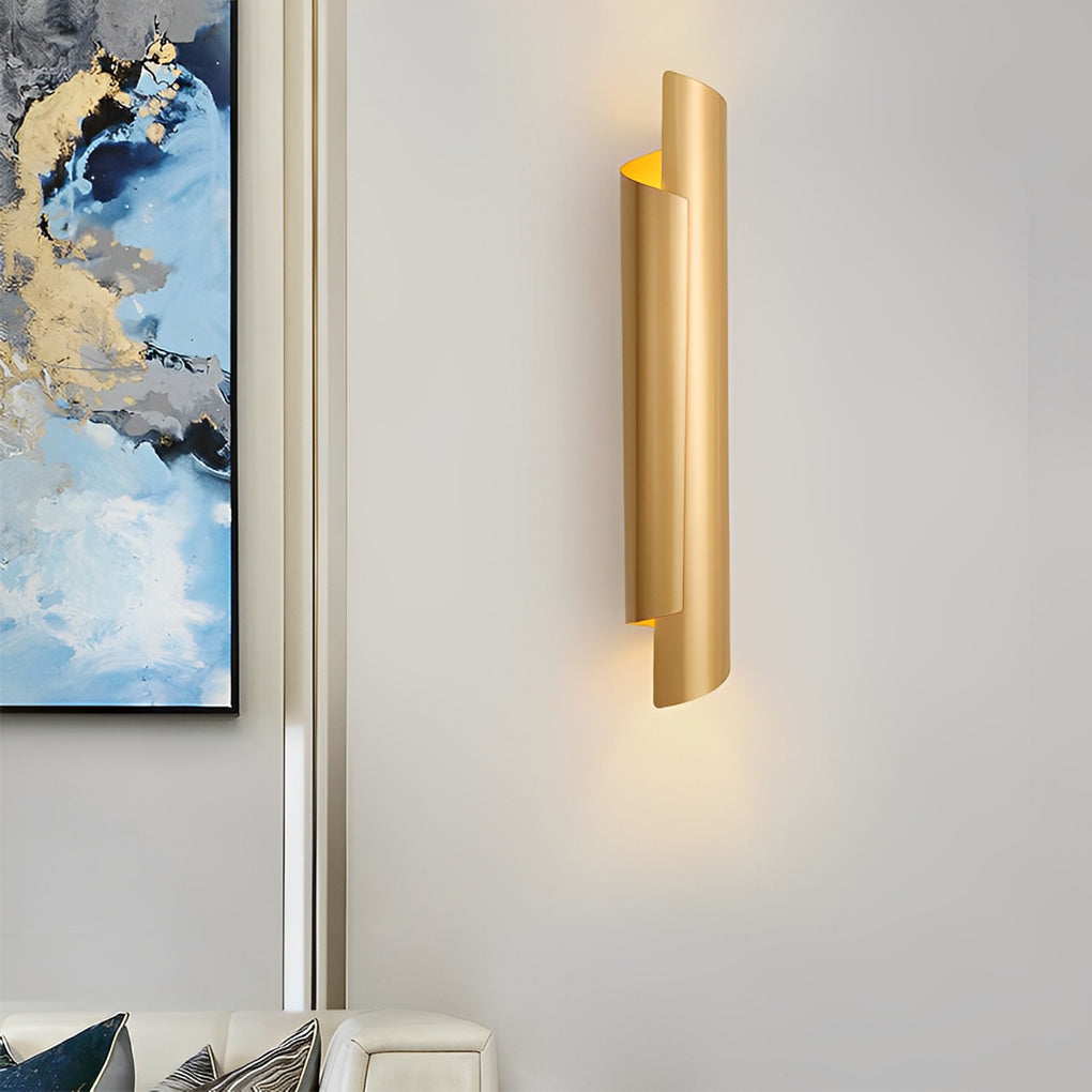 Scroll Curve Wall Sconce, Gold and Black Up and Down Light