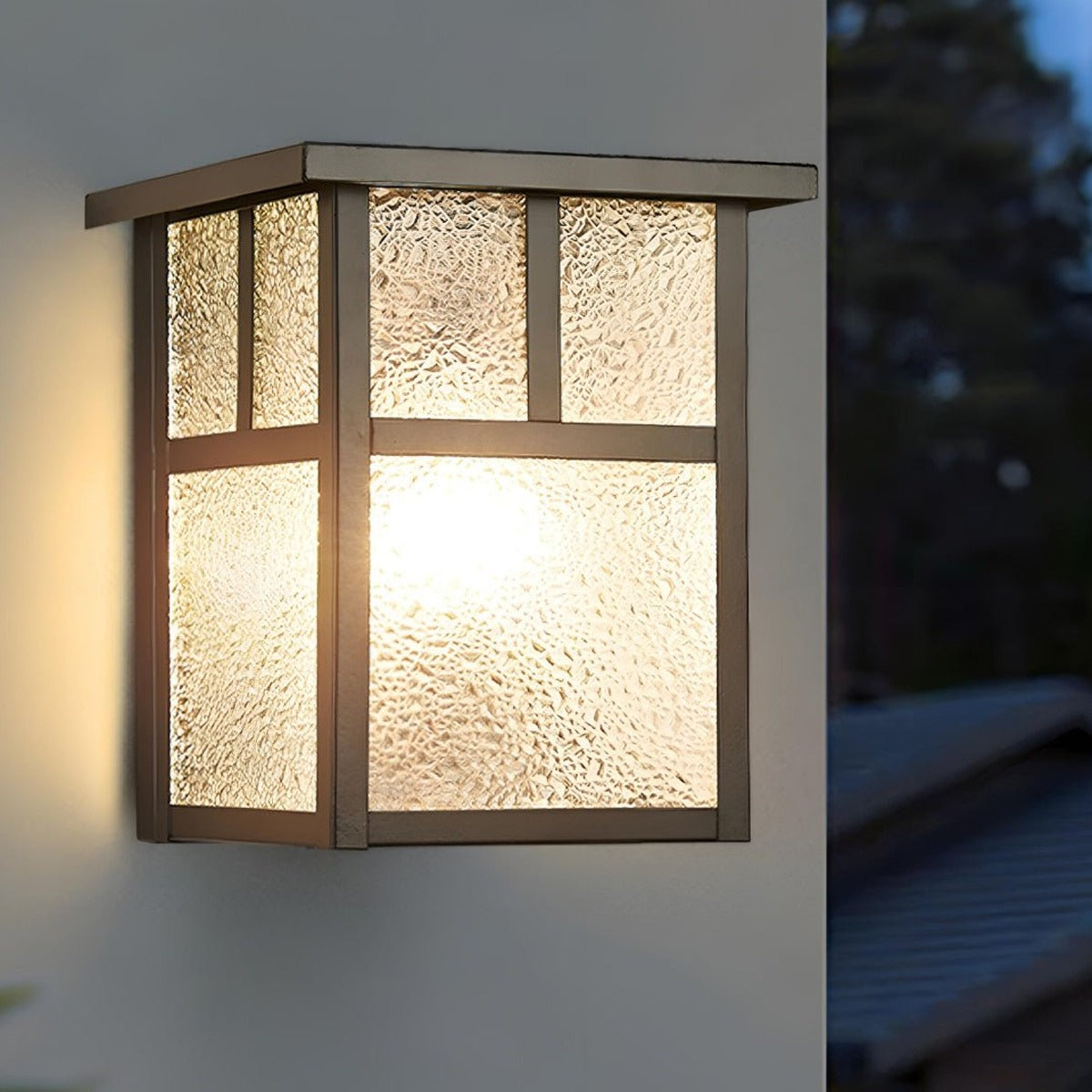 Mission Pane Box Lantern, Stainless Steel and Glass Porch Light