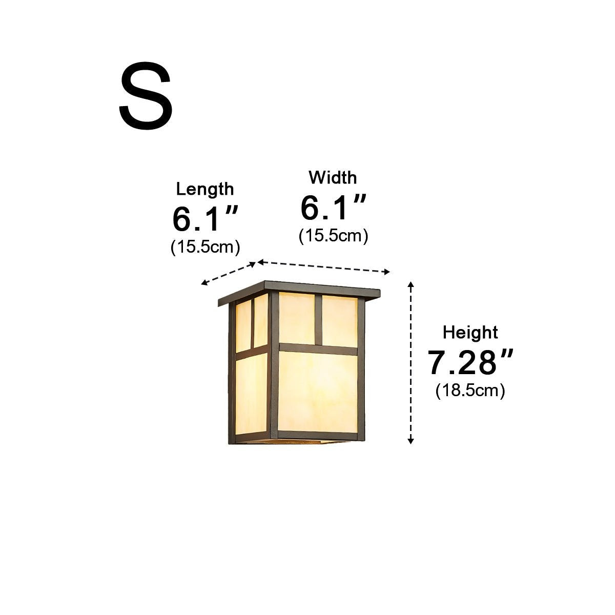 Mission Pane Box Lantern, Stainless Steel and Glass Porch Light 13