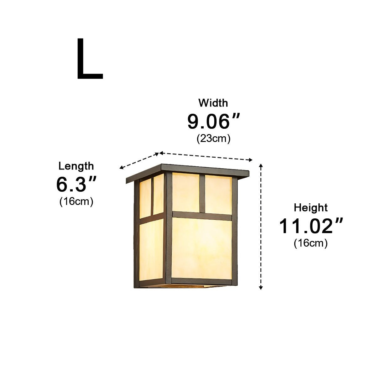 Mission Pane Box Lantern, Stainless Steel and Glass Porch Light 14