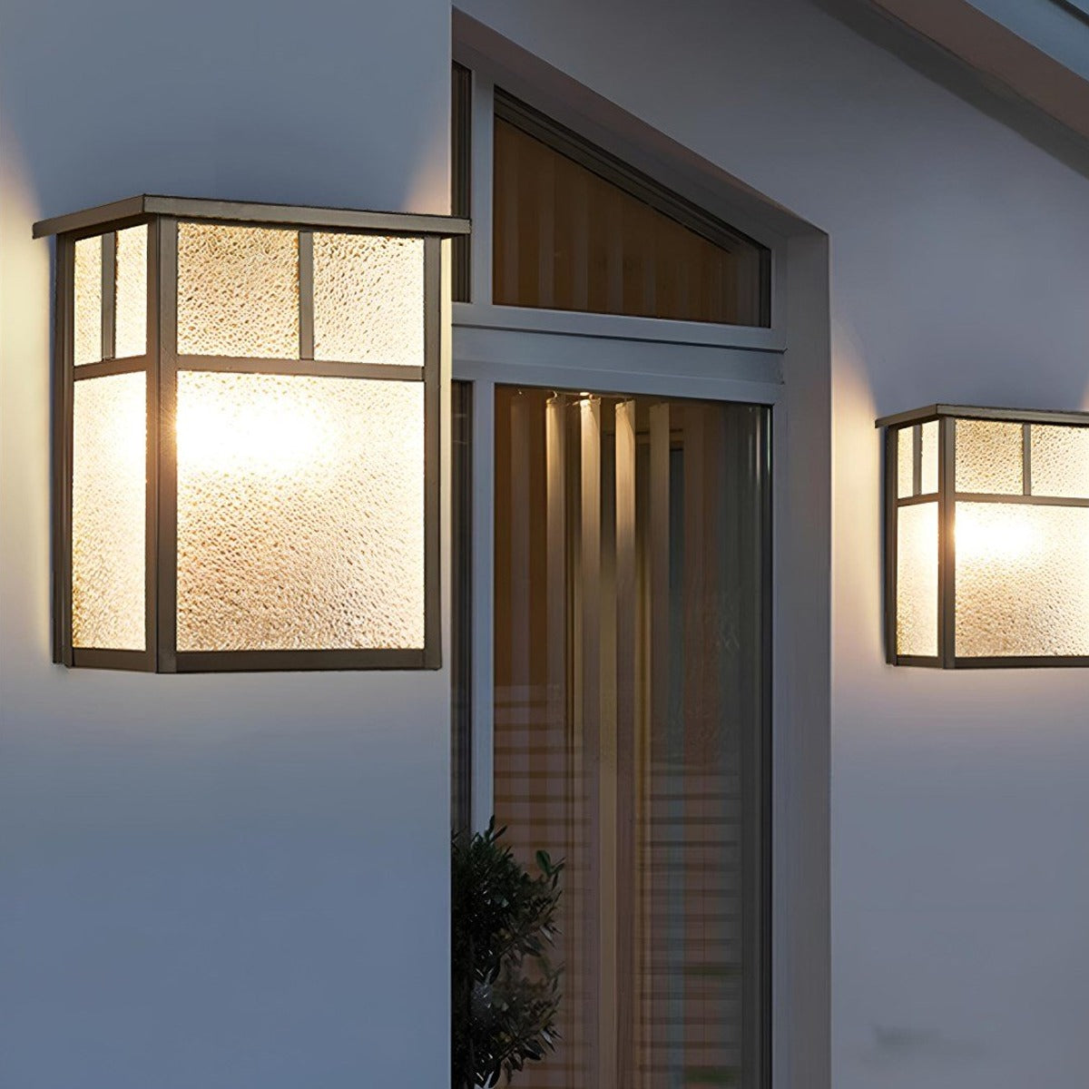 Mission Pane Box Lantern, Stainless Steel and Glass Porch Light 2
