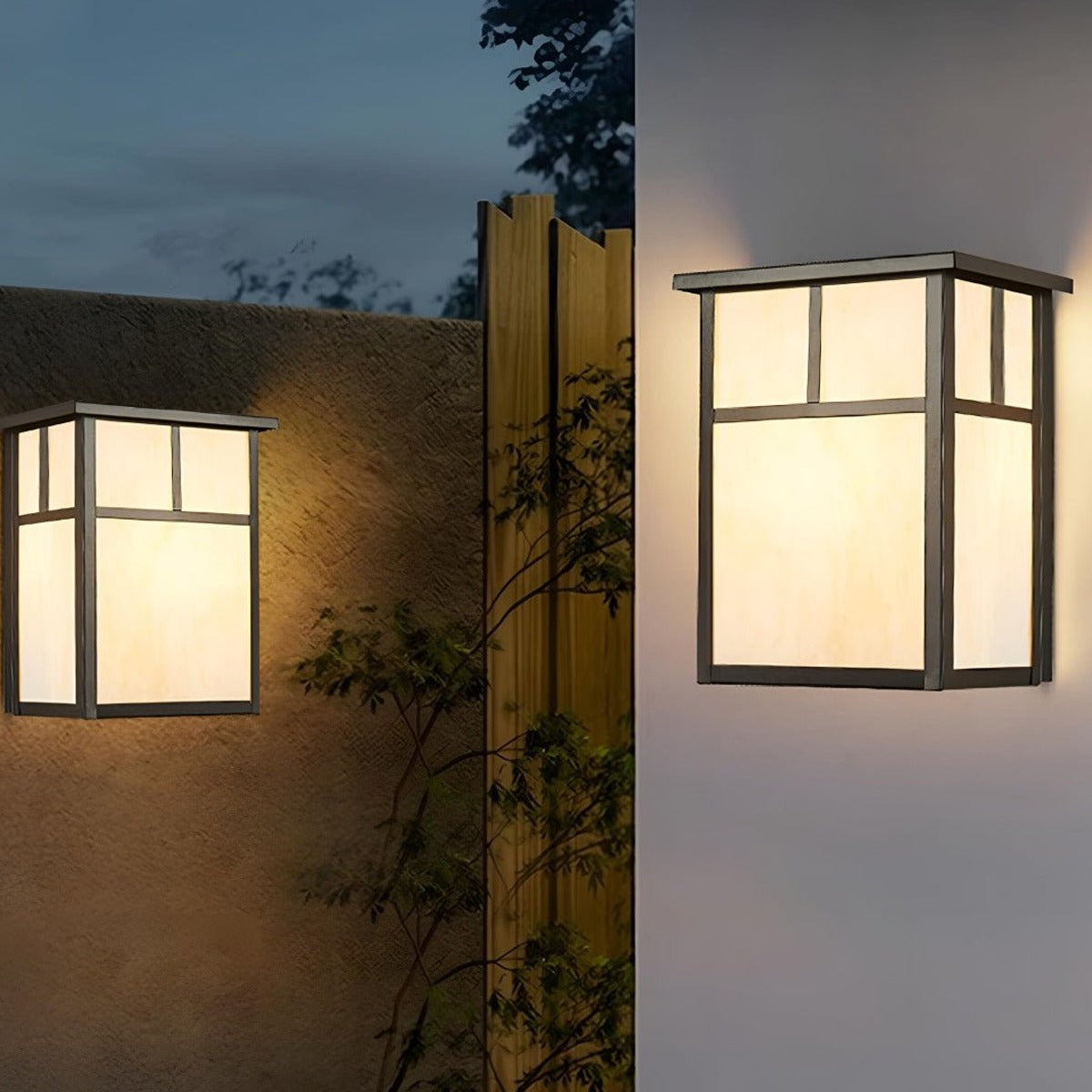 Mission Pane Box Lantern, Stainless Steel and Glass Porch Light 3