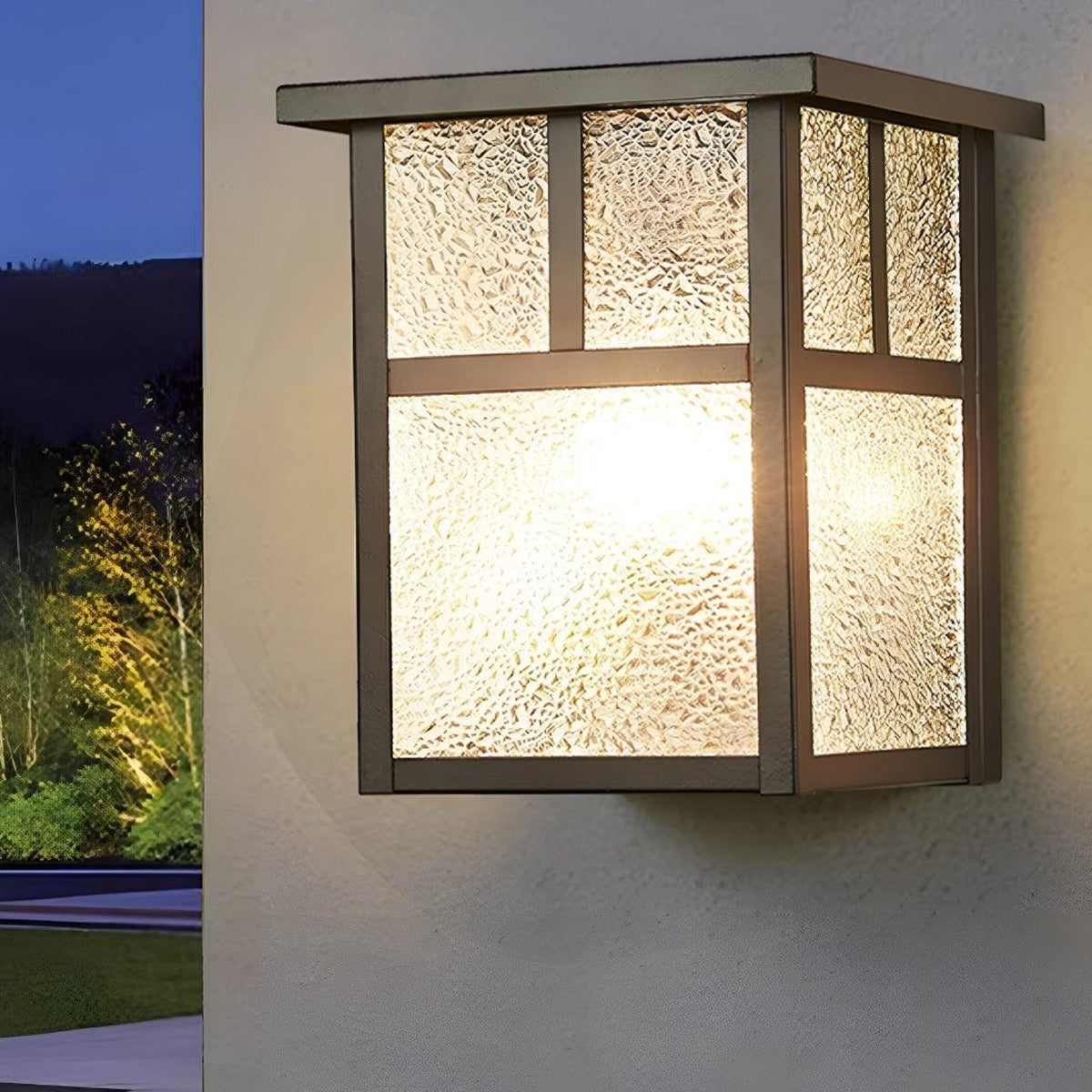 Mission Pane Box Lantern, Stainless Steel and Glass Porch Light 4