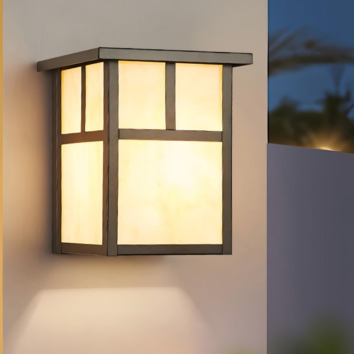 Mission Pane Box Lantern, Stainless Steel and Glass Porch Light 5