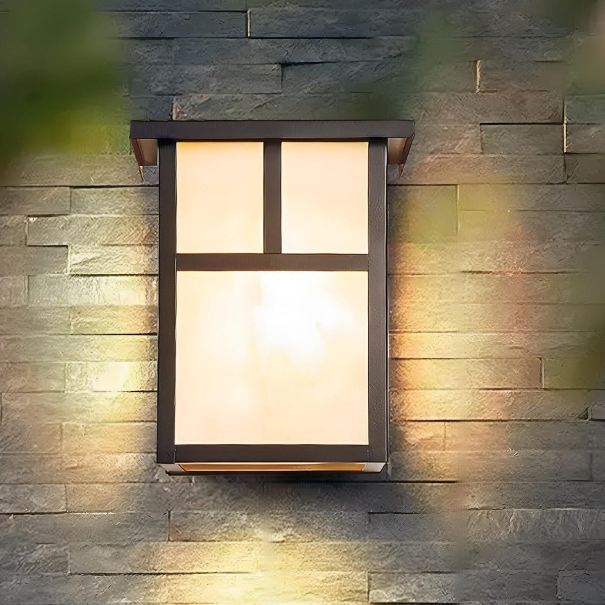 Mission Pane Box Lantern, Stainless Steel and Glass Porch Light 7