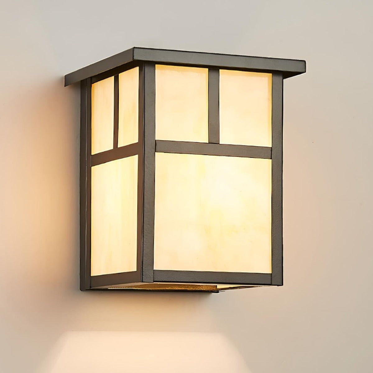 Mission Pane Box Lantern, Stainless Steel and Glass Porch Light 8