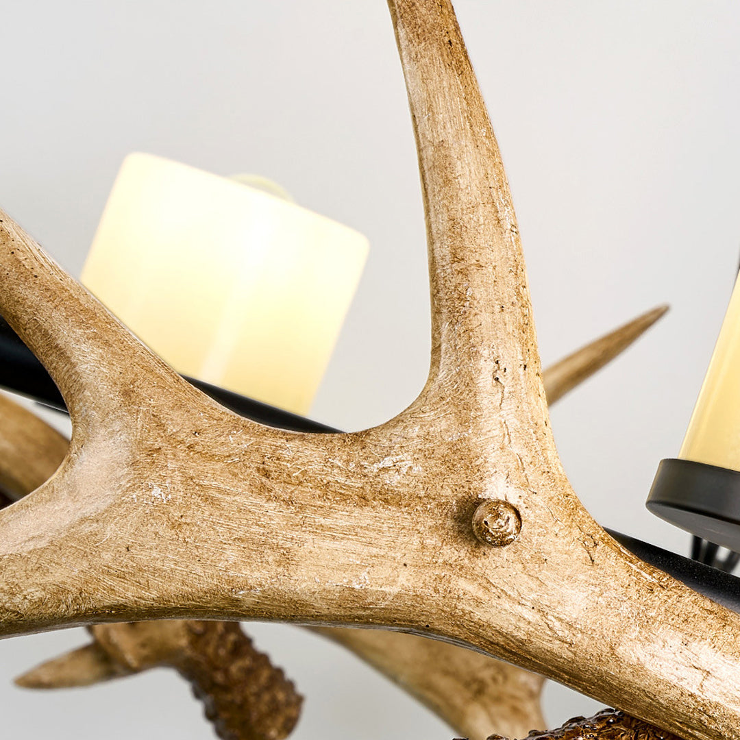 Resin Antler Candle Chandelier, Black Iron Rustic Lodge Ceiling Light 5