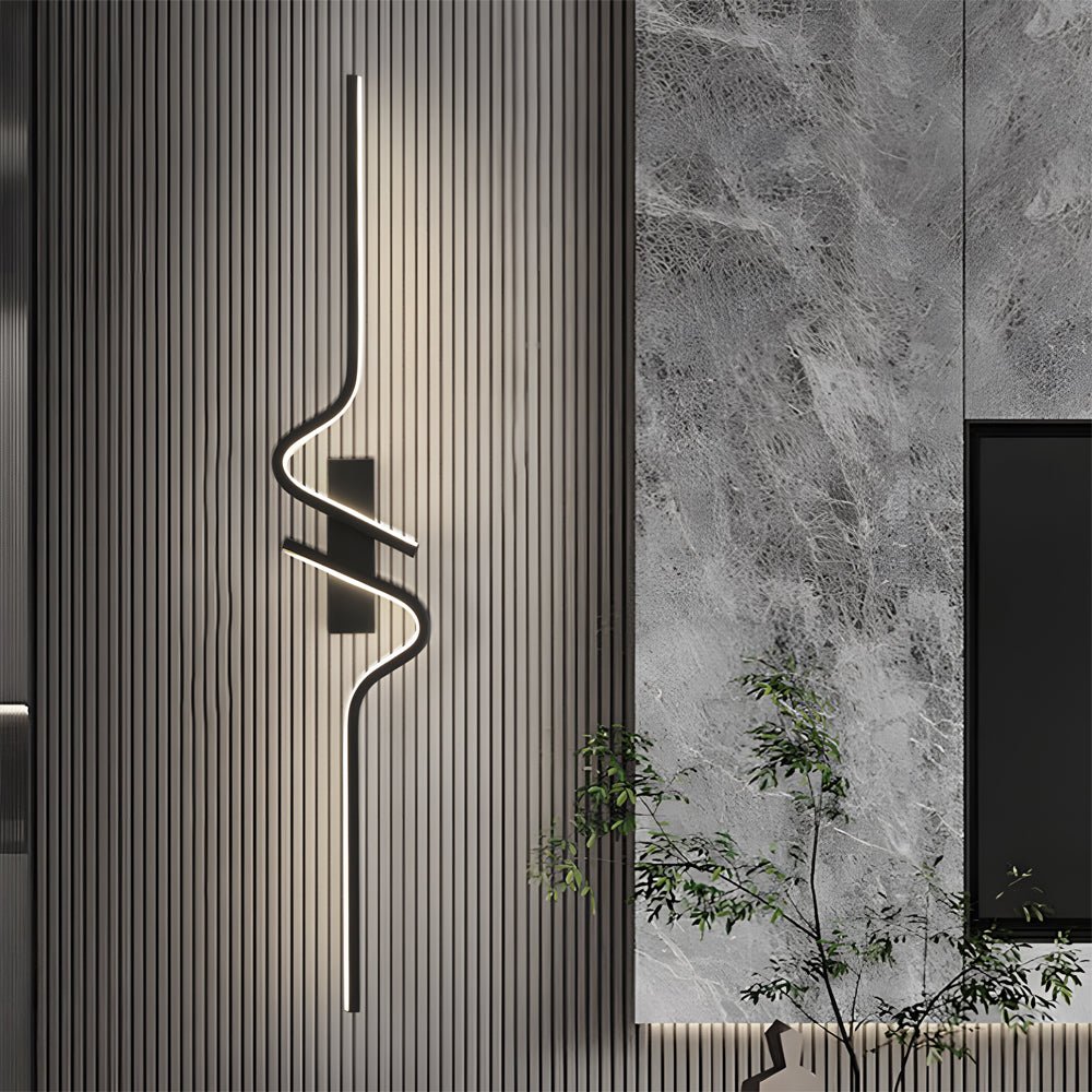 Wave Curve Wall Sconce, Black Aluminum Linear Light