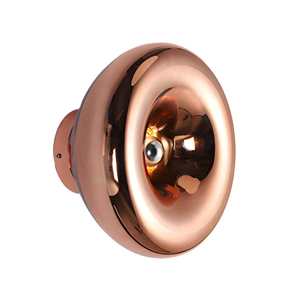 Lava Glass Disc Wall Sconce, Polished Metal Accent Light