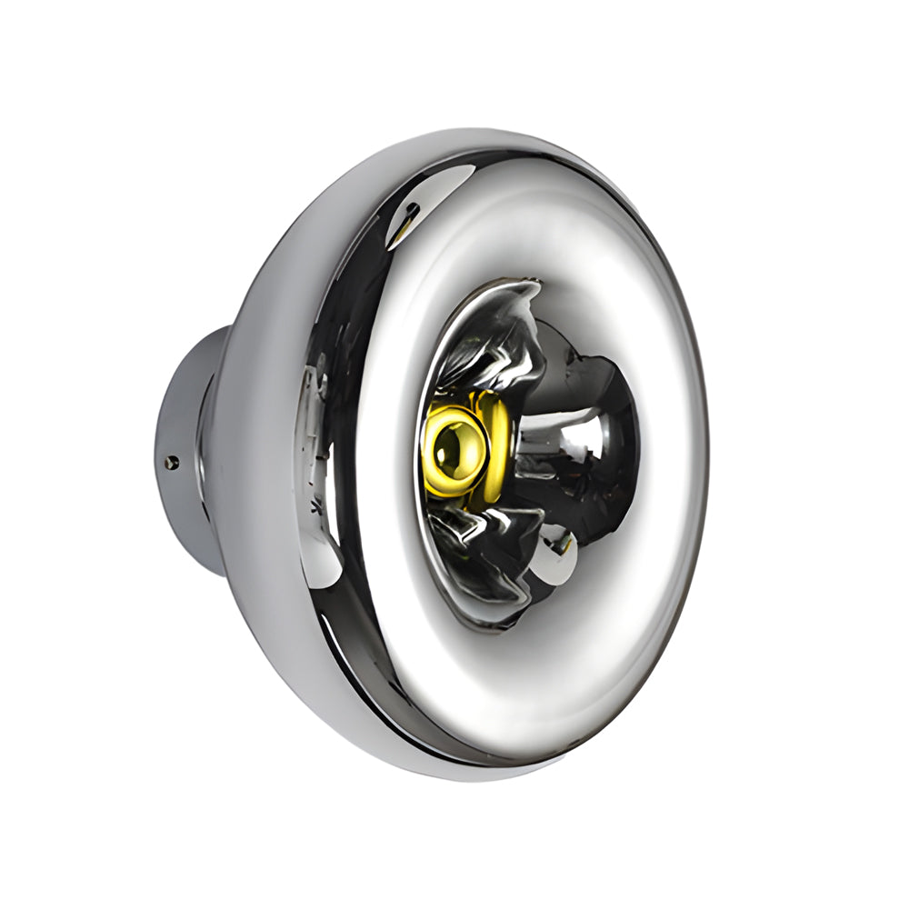 Lava Glass Disc Wall Sconce, Polished Metal Accent Light