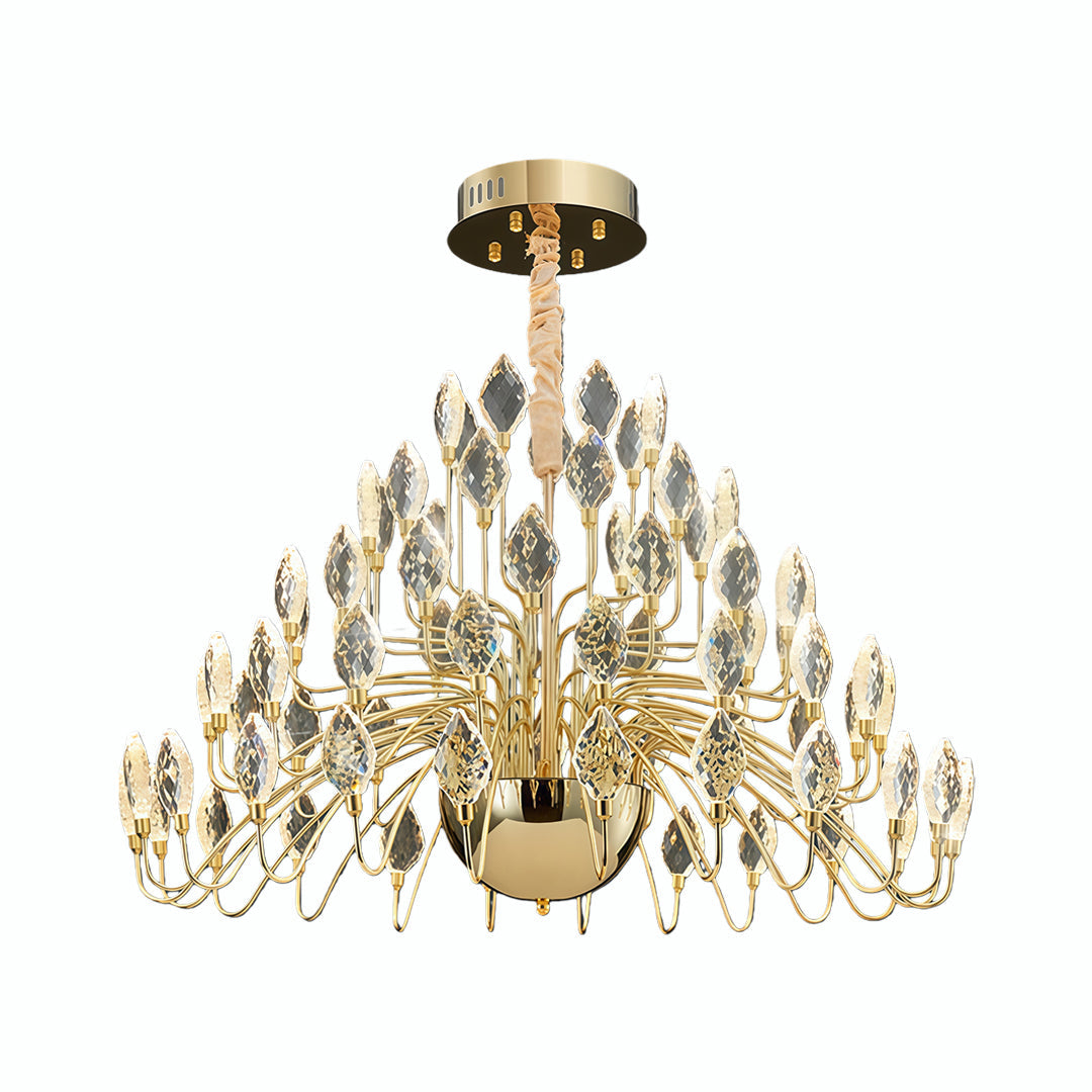 Crystal Plume Chandelier, Gold Iron French Ceiling Light 8