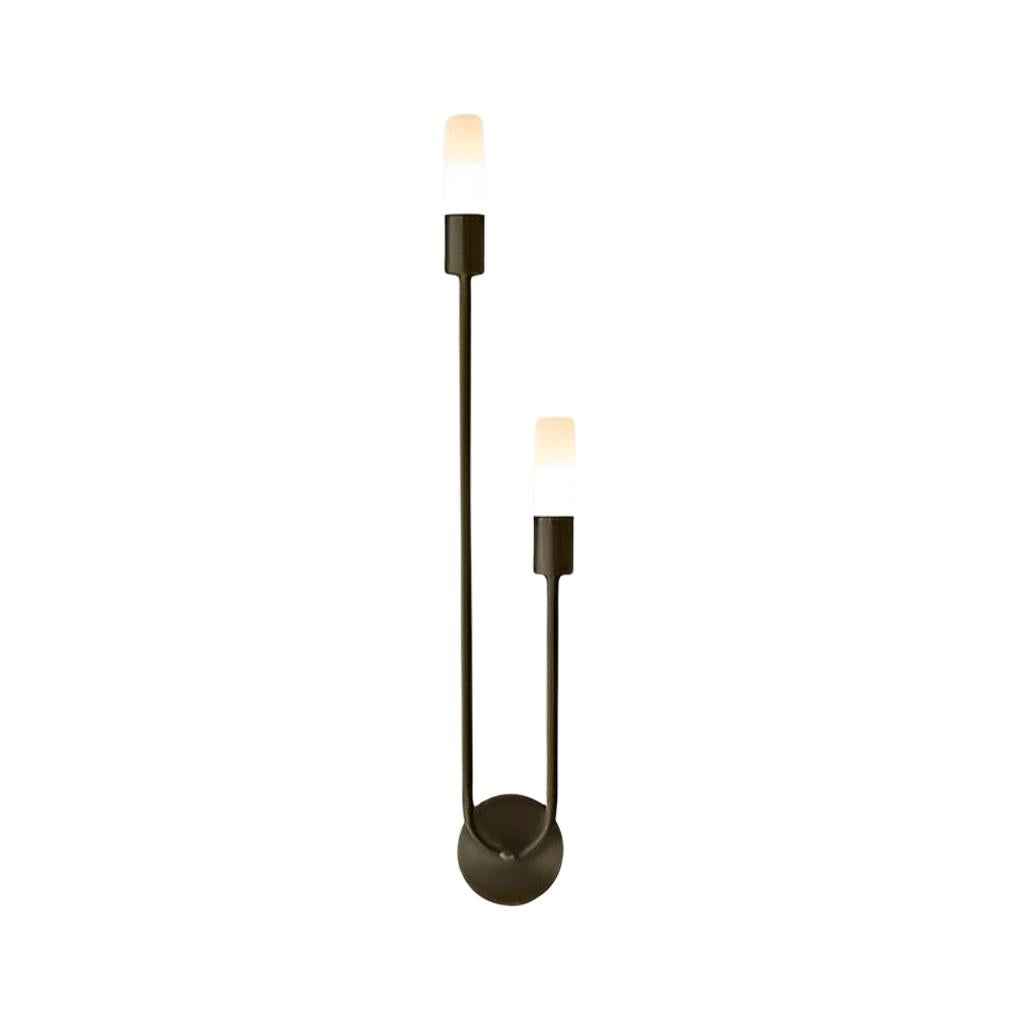 Loop Arm Double Wall Sconce, Gold and Black Metal Light