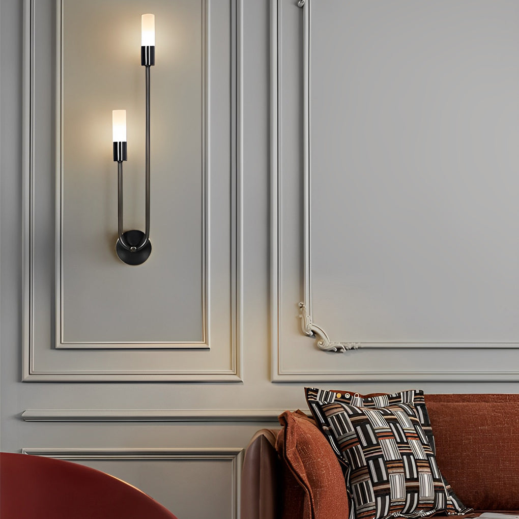 Loop Arm Double Wall Sconce, Gold and Black Metal Light