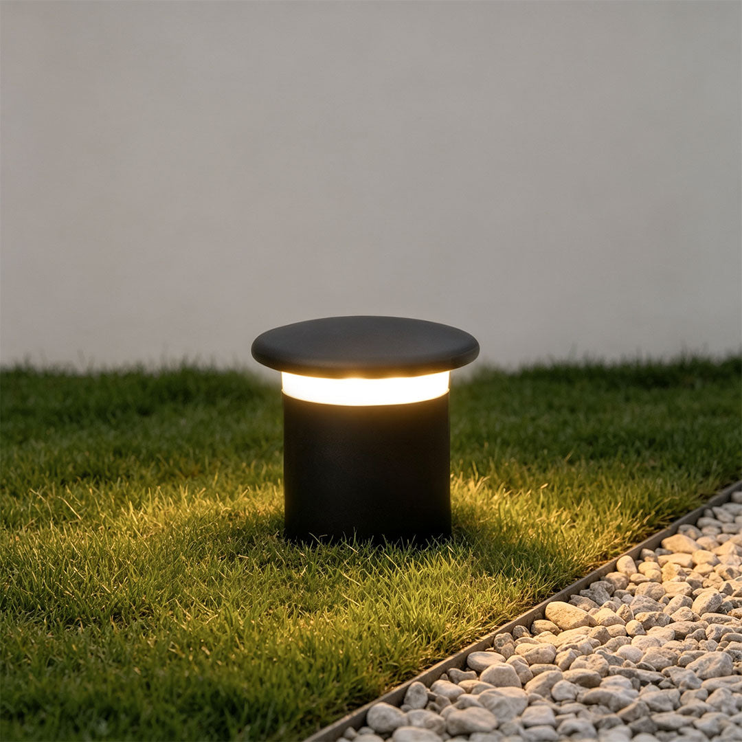 Low Profile Driveway Bollard Light, Gray Aluminum Landscape Light
