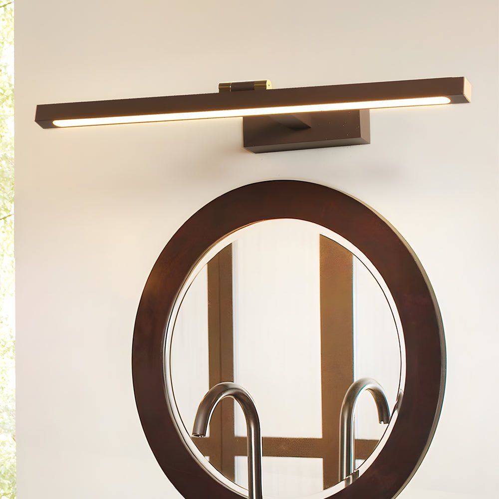 Pivot Head Vanity Light Bar, White and Bronze Mirror Light