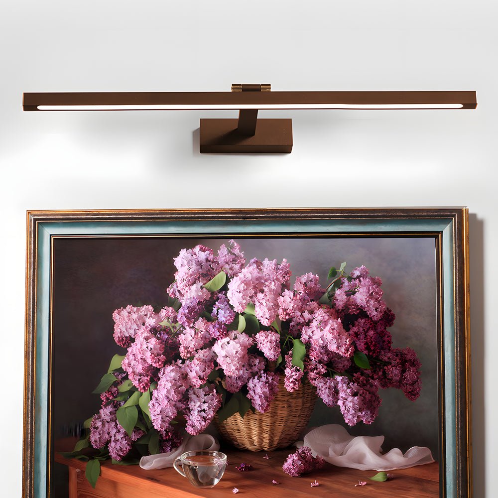 Pivot Head Vanity Light Bar, White and Bronze Mirror Light