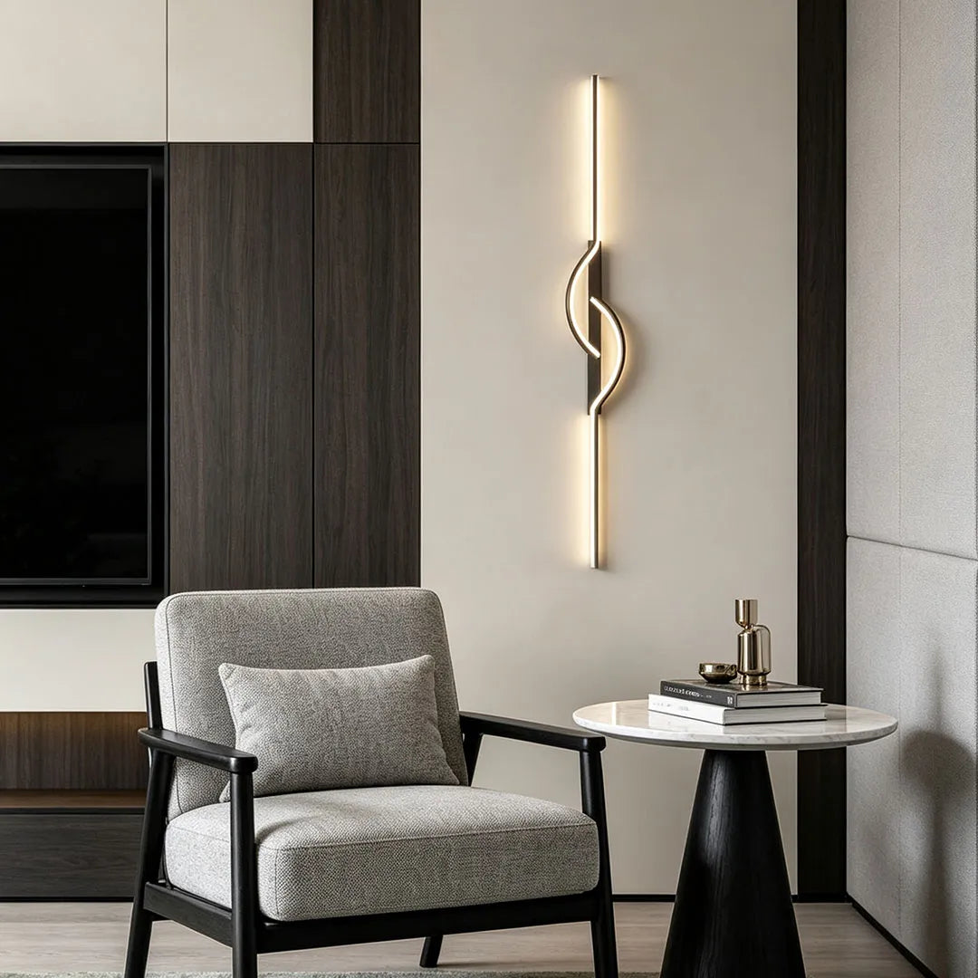 Modern Linear Wall Sconce, Creative Black Aluminum Strip, view 5