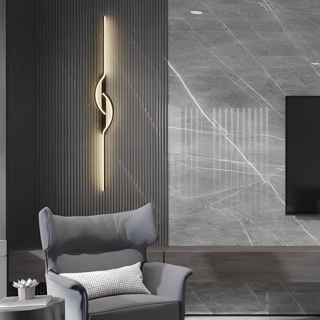Modern Linear Wall Sconce, Creative Black Aluminum Strip, view 10