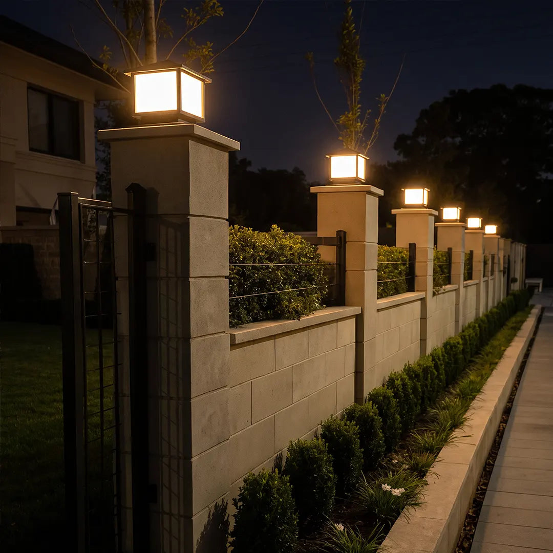 Square Lantern Pillar Light, Black Die Cast Aluminum Post Cap Light 2