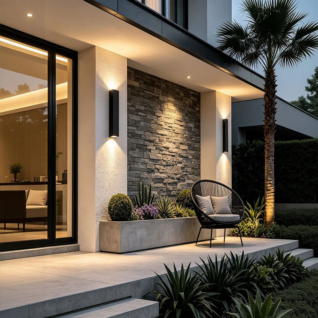 Slim Column Outdoor Wall Light, Black Aluminum Facade Light