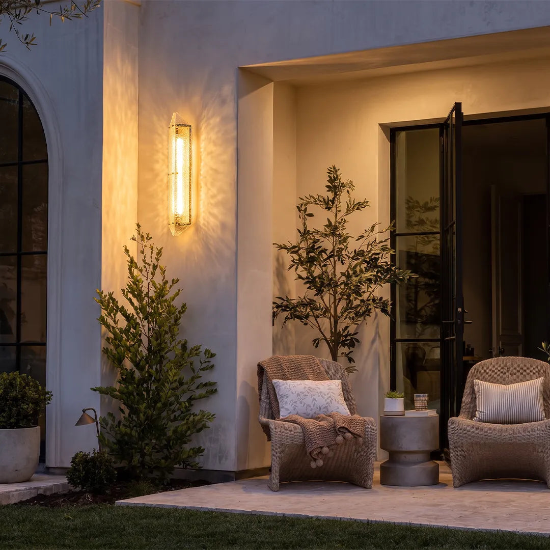 Gilded Facet Outdoor Sconce, Gold Steel Wall Lantern