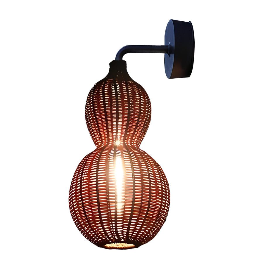 Woven Gourd Outdoor Pendant, Natural Rattan Hanging Light 11