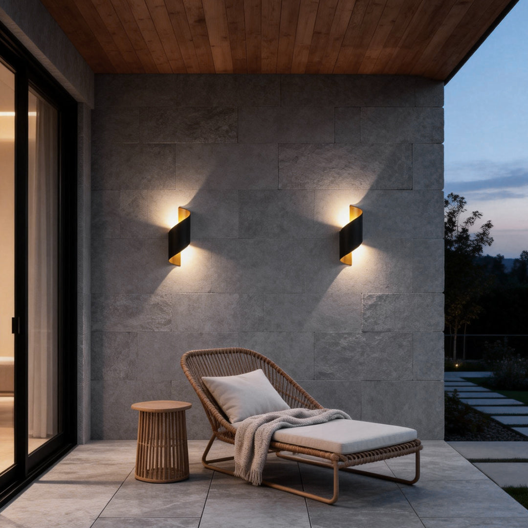 Spiral Ribbon Outdoor Sconce, Cast Aluminum Wall Light