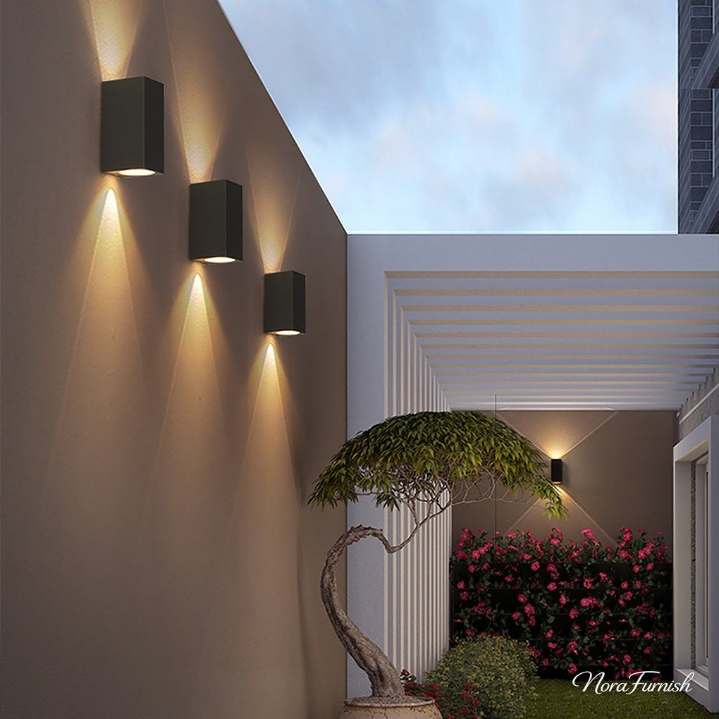 Square Up and Down Wall Light, Gray Aluminum Outdoor Sconce, view 3