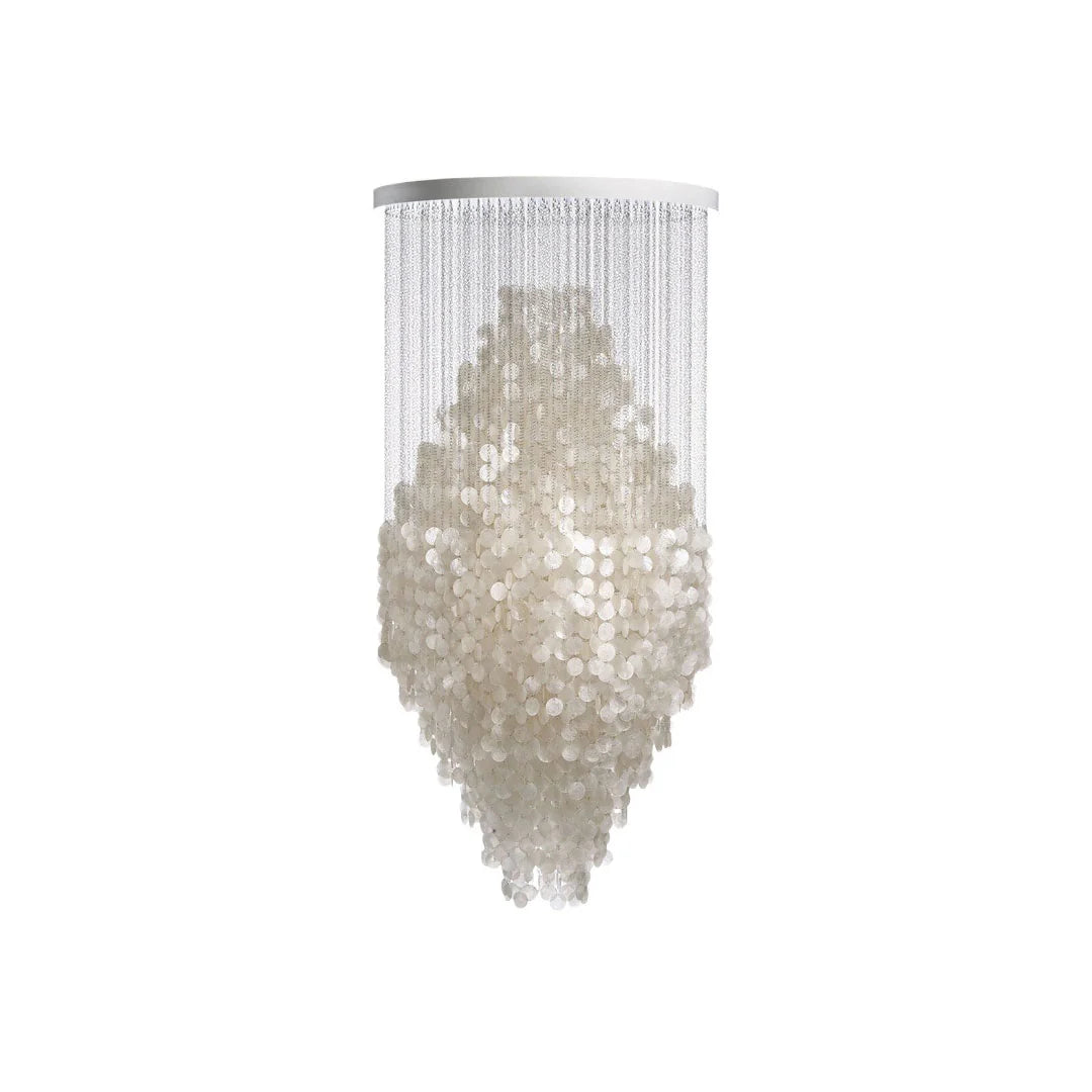 Pearl Shell Staircase Chandelier, Natural Seashell Long Drop Light 6