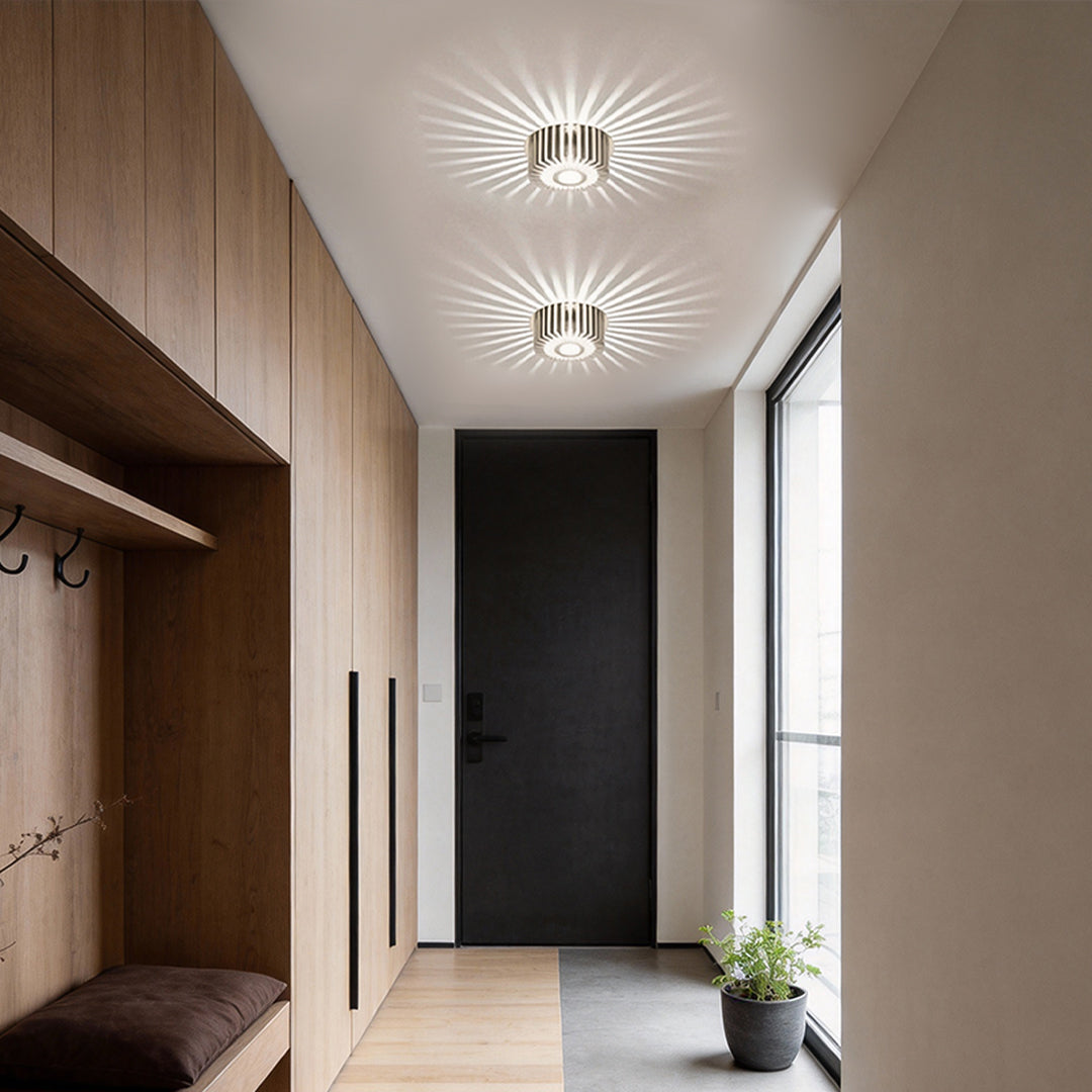 Sunburst Mini Ceiling Light, Silver Aluminum LED Flush Mount 2