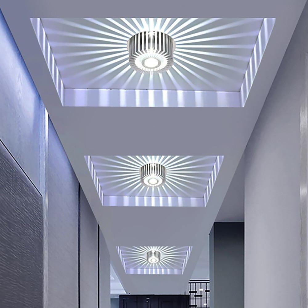 Sunburst Mini Ceiling Light, Silver Aluminum LED Flush Mount 3