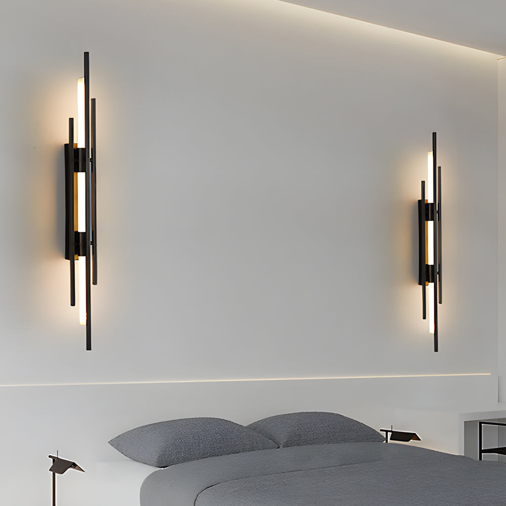 Twin Tube Wall Sconce, Black Gold or Copper Linear Light