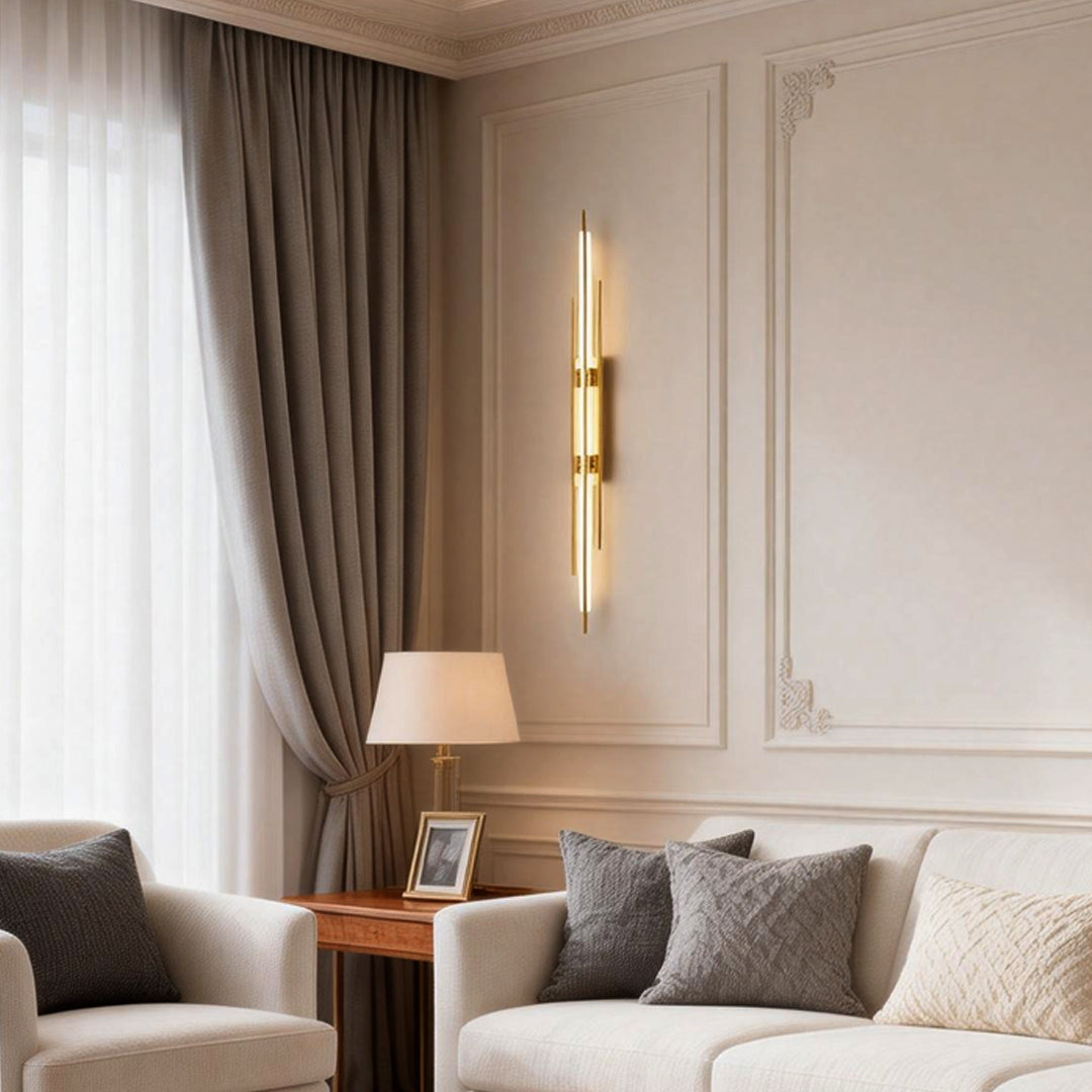 Twin Tube Wall Sconce, Black Gold or Copper Linear Light