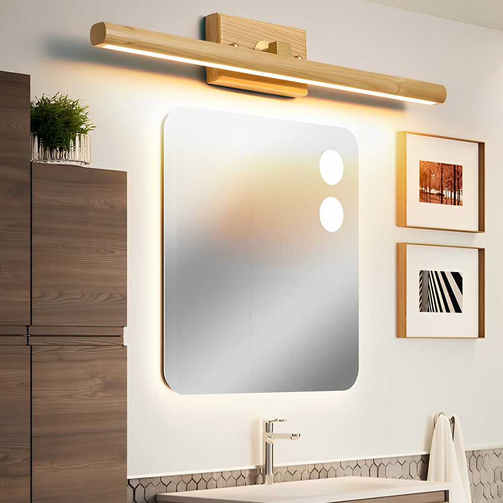 Rotating Wood Vanity Light, Oak or Walnut LED Bath Bar