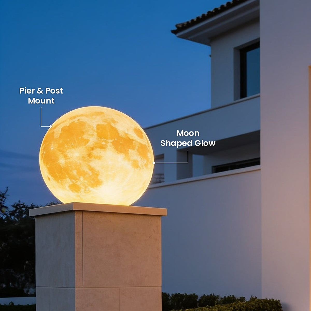 Moon Shaped Pillar Light: Moon Shaped Glow, Pier & Post Mount