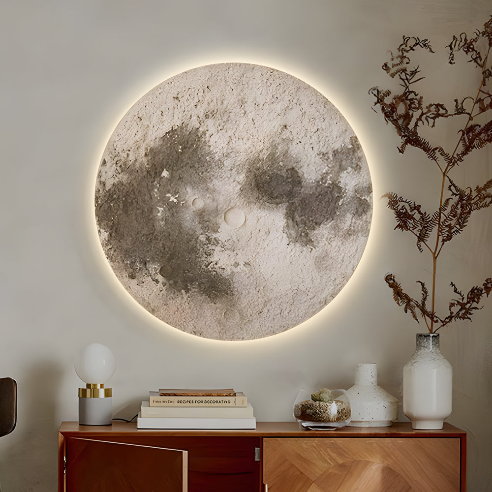Crescent Moon Wall Light, Sandstone LED Wall Art Panel