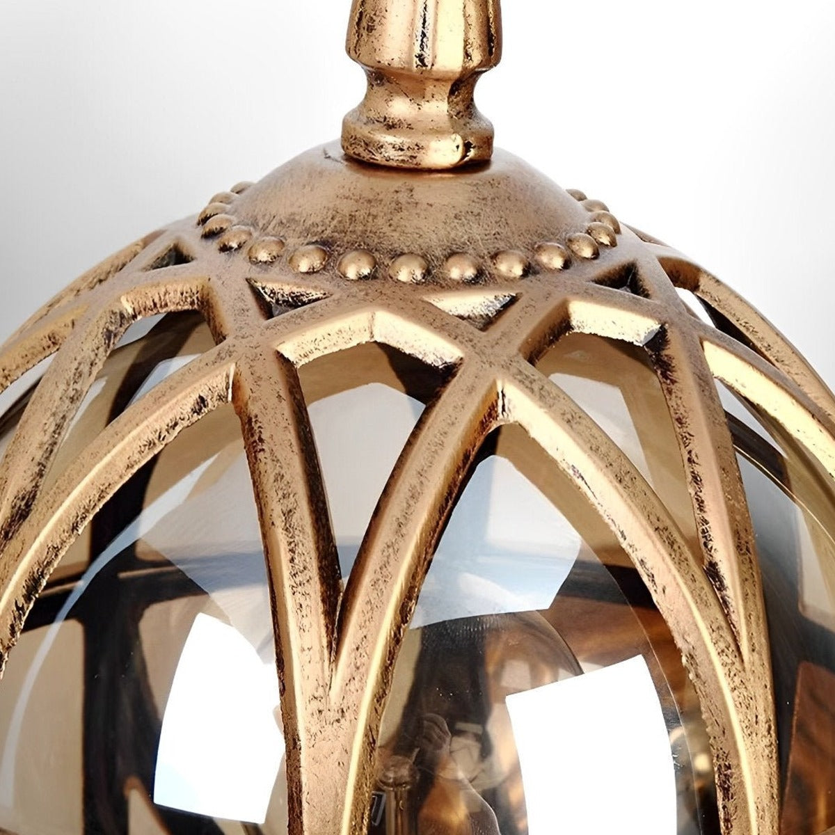 Nest Globe Wall Lantern, Aluminum and Clear Glass Porch Light 10