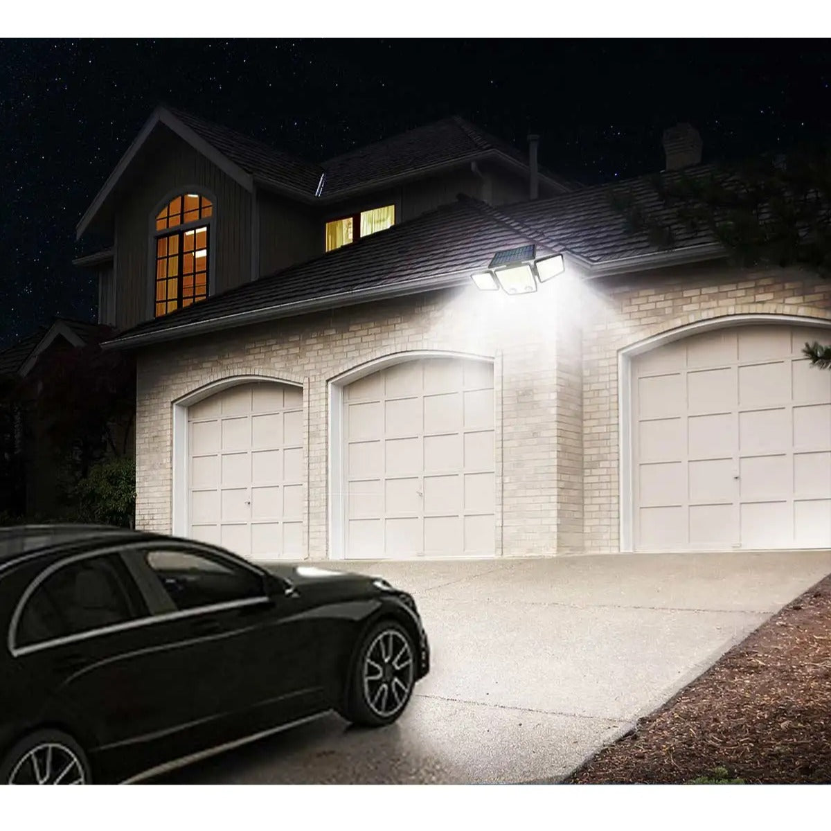 Solar motion light on garage
