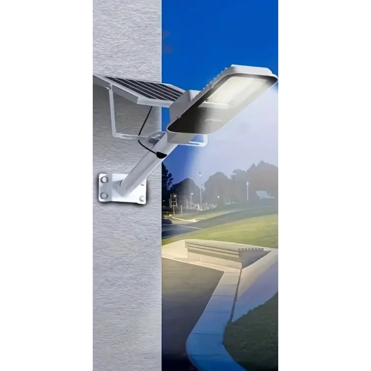 Solar street light over path