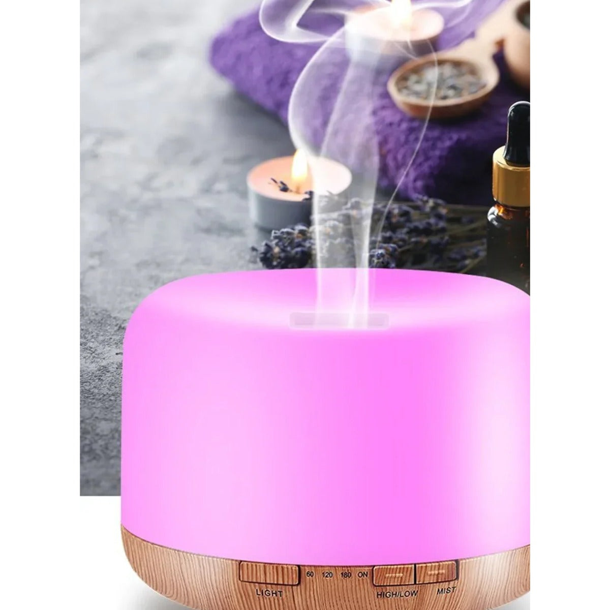 Diffuser pink light with candles