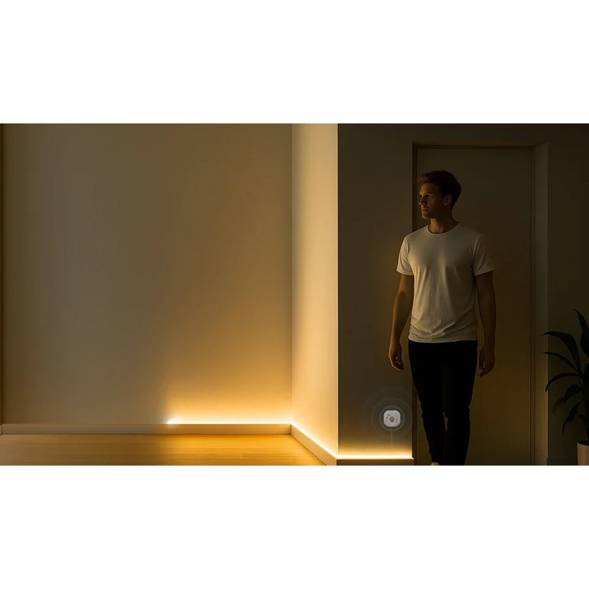 Motion strip lighting hallway